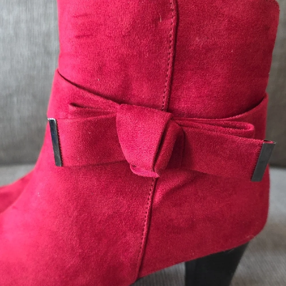 Elegant Women's Dark Red Suede Ankle Boots By Mysoft, Size 9, NWT, 3 Inch Heel - Picture 5 of 15